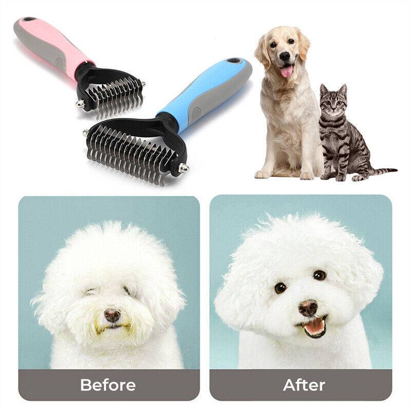 Dual-Sided Pet Grooming Brush - Deshedding & Dematting Tool for Dogs and Cats