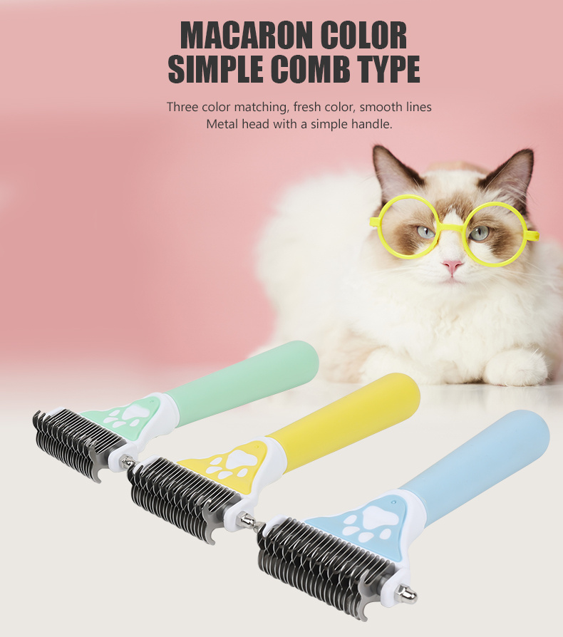 Double-Sided Pet Hair Remover For Cats & Dogs - Undercoat Grooming Rake For Shedding